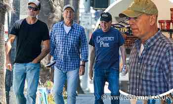 Bruce Willis, 67, cuts a relaxed figure in flannel and jeans as he steps out on Father's Day - Daily Mail