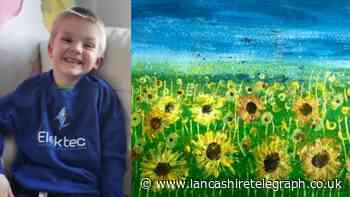Schoolboy painting sunflowers to raise money for hospice