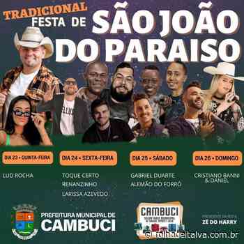 Cambuci: Alemão do Forró, Toque Certo, Laura Lima e outros shows nas Festas de São João do Paraiso e Funil - folhadeitalva.com.br