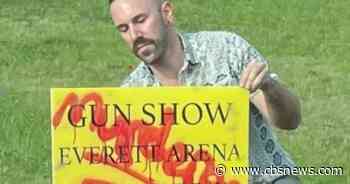 Police seek man who painted 'Murderer' on signs for Concord, NH gun show - CBS Boston