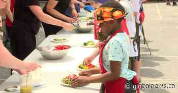 Kingston, Ont. elementary school students celebrate community garden with salad party - Global News