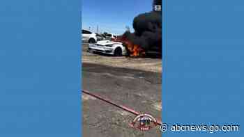 WATCH:  Tesla vehicle sparks fire weeks after crash