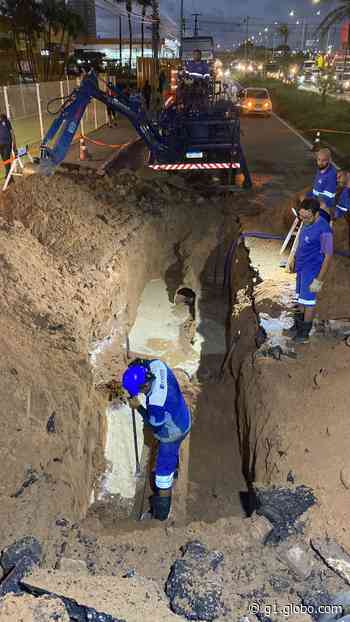 Nove bairros de Natal ficam sem água por conta de reparo da cratera que 'engoliu' carro na BR-101 - Globo.com