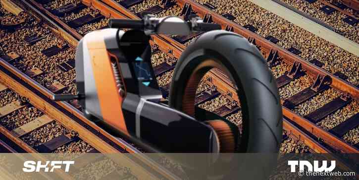 This weird-looking motorcycle can ride on roads AND rail tracks