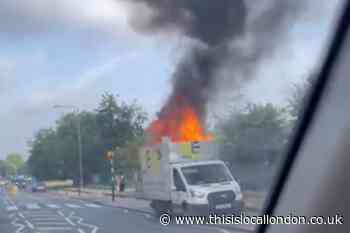 Shooters Hill Road Woolwich: Waste van erupts into flames