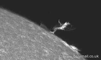 Incredible footage shows 12,000-mile plasma TORNADO erupting from the surface of the sun