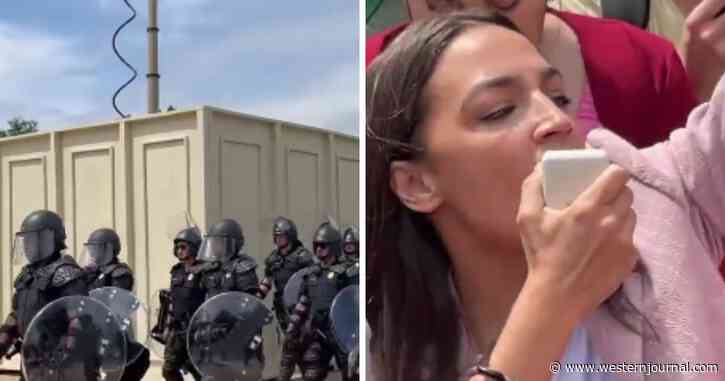 Police in Riot Gear Arrive at Supreme Court as Crowd Grows and Is Spurred on by AOC