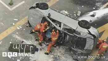 Two killed as Nio electric car falls from third floor office in Shanghai