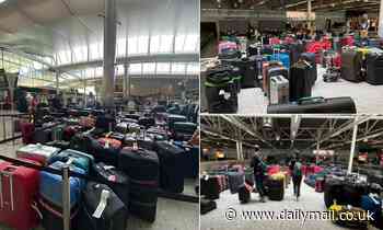 Heathrow terminal is swamped by sea of loose luggage with passengers left to sift through bags