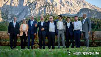 Sieben Jahre nach Merkel-Obama-Foto: G7-Teilnehmer posieren vor berühmter Holzbank - DER SPIEGEL