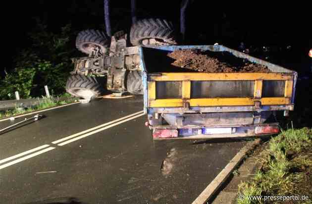 POL-SI: Umgestürzter Traktor mit Anhänger blockierte die B 62 #polsiwi