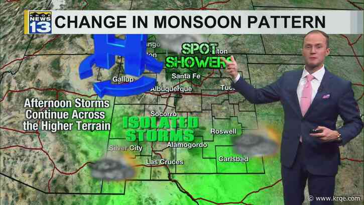 Downtick in monsoon storms through the middle of the week