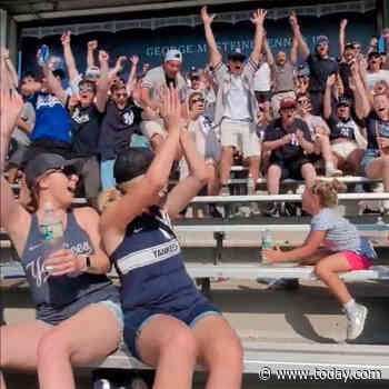 Watch Yankees fans go wild after little girl flips water bottle in viral moment
