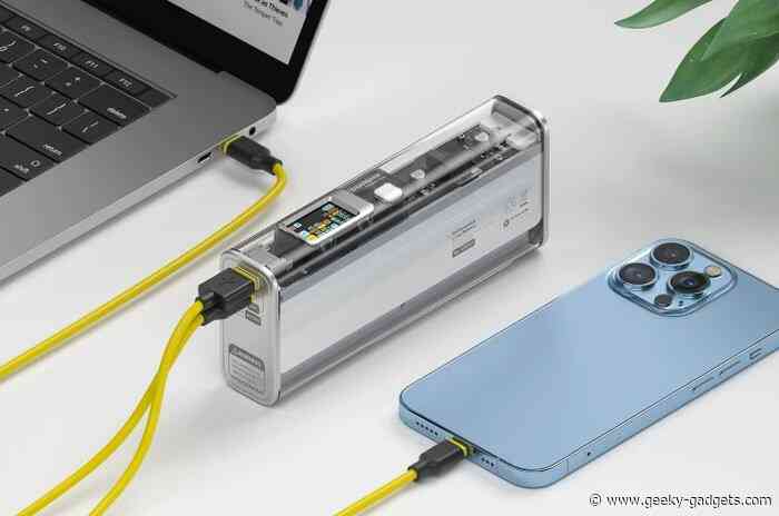 STORM2 Slim portable transparent power bank with color display