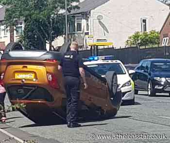 Car overturns after crash on Knowsley Road - St Helens Star