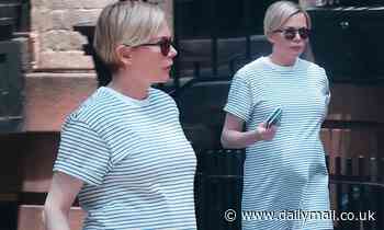 Michelle Williams wears striped maternity shirt-dress out in NYC