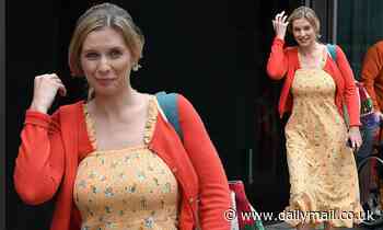 Rachel Riley nails summer chic in a tangerine floral dress as she leaves the Countdown studio