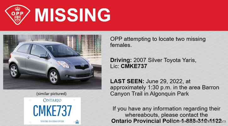 OPP officers looking for two missing women driving Toyota Yaris