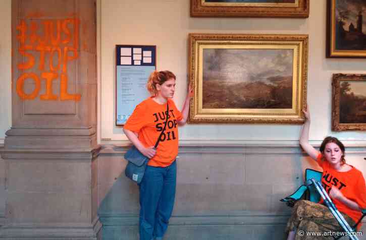 Environmental Activists in Scotland Glue Themselves to a Painting in Protest of Fossil Fuels