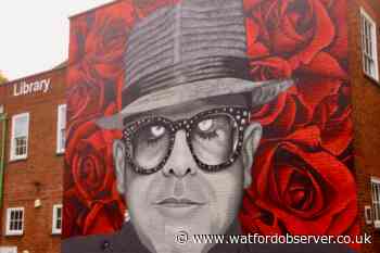 Elton John mural painted on side of Watford library