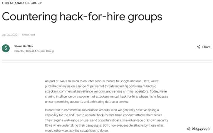 Countering hack-for-hire groups