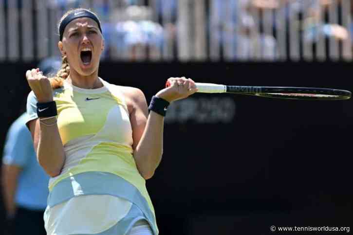 Petra Kvitova reacts to setting up Paula Badosa clash at Wimbledon
