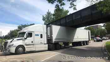 Semi-trailer truck gets stuck on High Level Bridge - CTV News Edmonton