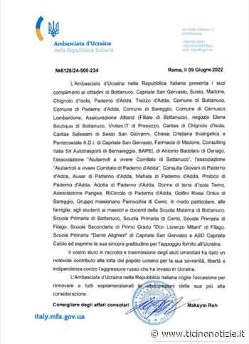 L'Ambasciata d'Ucraina ringrazia il Comune di Bareggio - Ticino Notizie
