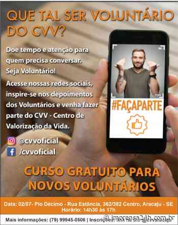 O Centro de Valorização da Vida (CVV) Aracaju está com inscrições abertas para o Processo de Seleção de Voluntários 2022 - Imprensa 24h