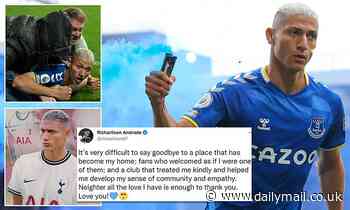 Emotional Richarlison pens a gushing farewell message to angry Everton fans