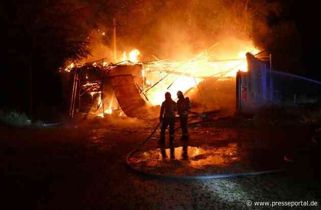 FW Stockach: Gebäudebrand in Winterspüren mit schwieriger Löschwasserversorgung.