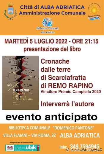 Biblioteca “Domenico Pantone”, ad Alba martedì incontro con Remo Rapino - ekuonews.it
