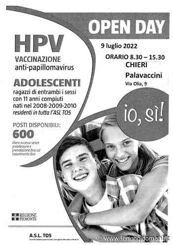 Vaccini anti-papillomavirus a Chieri - Open day per gli adolescenti sabato 9 luglio – Ieri Oggi Domani - Ieri Oggi Domani Cronache