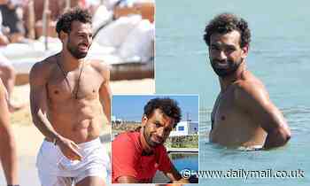 Mohamed Salah enjoys a holiday on Mykonos after signing new £400,000-a-week deal at Liverpool