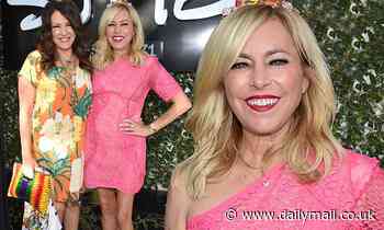 Sutton Stracke poses with her son James and Joely Fisher at her Pride celebration in West Hollywood - Daily Mail