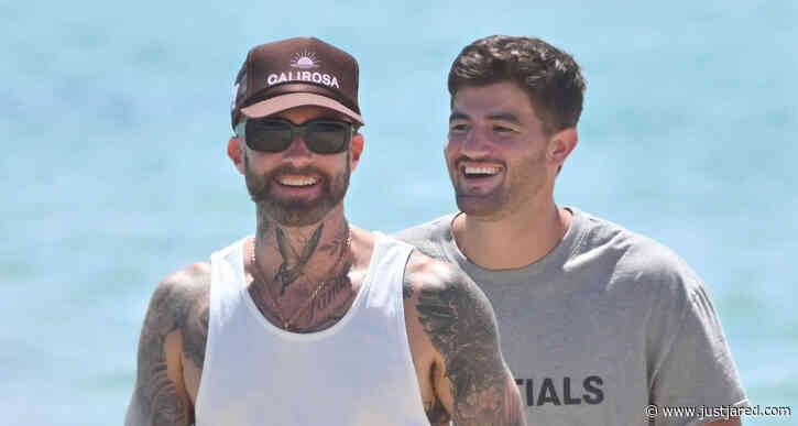 Adam Levine is All Smiles During Day at the Beach with Friends in Saint-Tropez