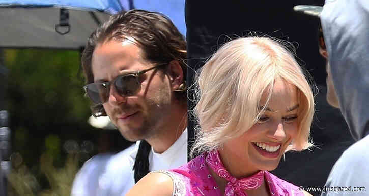 Margot Robbie Gets a Visit from Husband Tom Ackerley on Set of 'Barbie' in L.A.