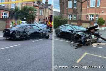 Bexley: Damage to Hurst Road after Mercedes crash