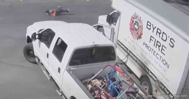 Gas Thief Gets Brutal Lesson After Drilling Truck's Fuel Tank