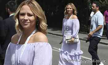Kimberley Walsh nails bohemian chic in a strapless maxi dress at Wimbledon - Daily Mail