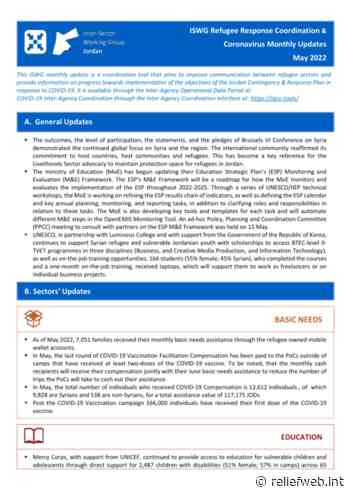 Jordan: ISWG Refugee Response Coordination & Coronavirus Monthly Updates, May 2022 - Jordan - ReliefWeb