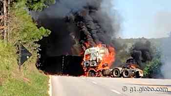 Colisão faz caminhão pegar fogo e interdita rodovia em Salto de Pirapora - Globo