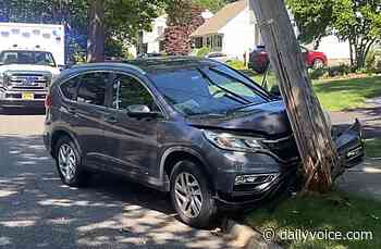 SUV Driver Hospitalized After Shattering Utility Pole In Ridgewood - Daily Voice