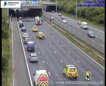 Live: M61 car fire near Bolton closes three lanes