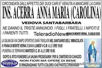 Piana M.Verna-Caiazzo. Addio alla 'maestra Carolina' Acerra, della quale ricordiamo i sani princìpi - TeleradioNews