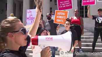 Demonstrators Protest in Support of Abortion Rights at Miami-Dade Courthouse