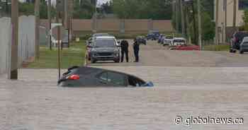 Intersection of Millar and 60th Street in Saskatoon closed due to flooding