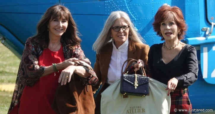 Jane Fonda, Diane Keaton, & Mary Steenburgen Hop Off Police Helicopter on 'Book Club 2' Set