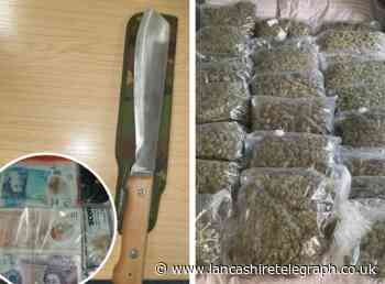 Drugs, cash and weapons seized by officers in Lancashire