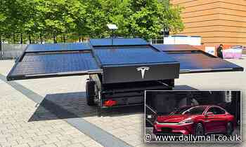 Tesla unveils a TRAILER with pop-out solar panels that can charge your electric car on the go